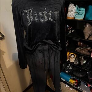 Juicy Couture Black Velour Tracksuit PJ set SMALL